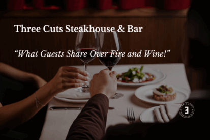 Two Glasses of wine and text layer of what stories at three cuts