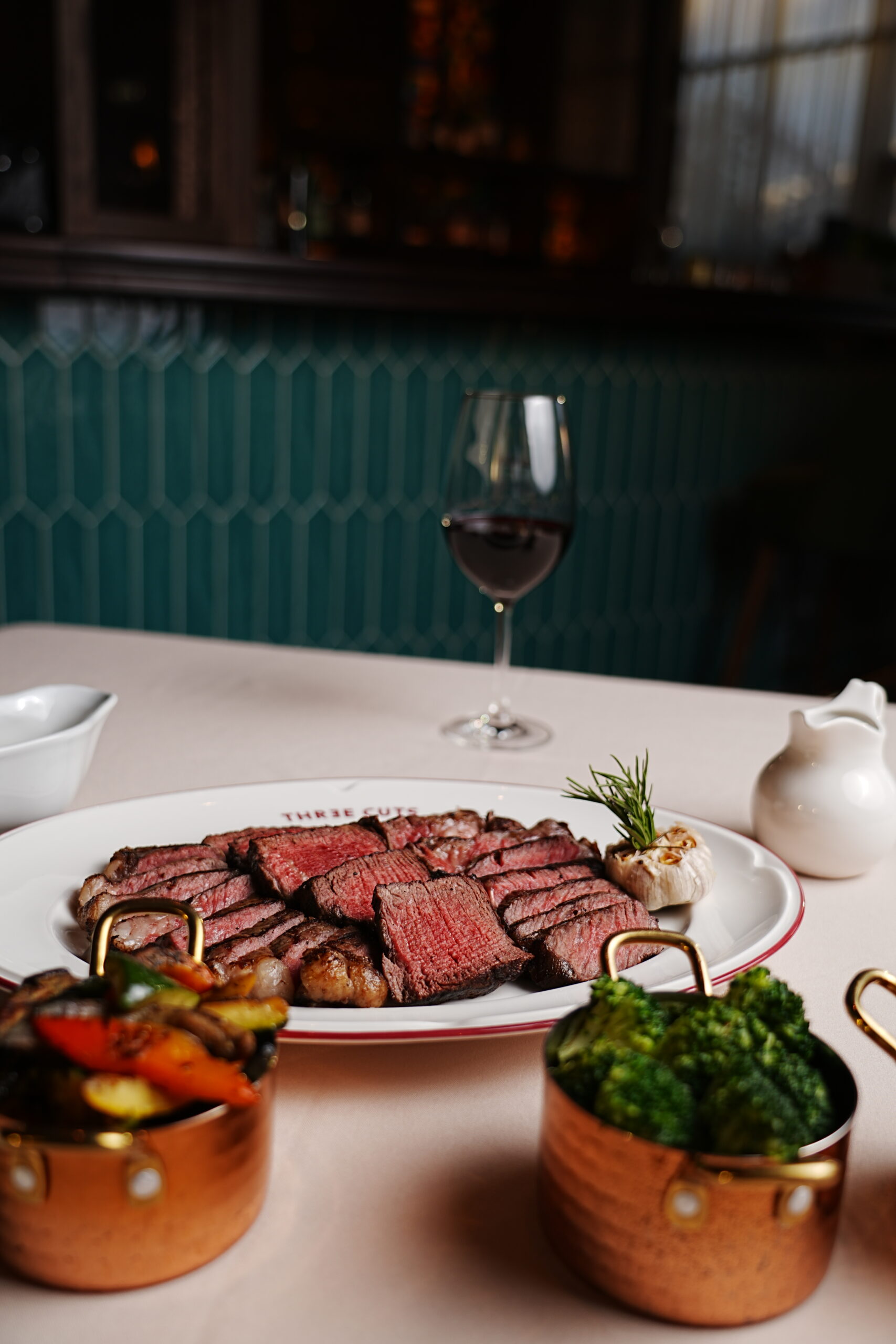 Three Wood-fired steaks served at Three Cuts Dubai