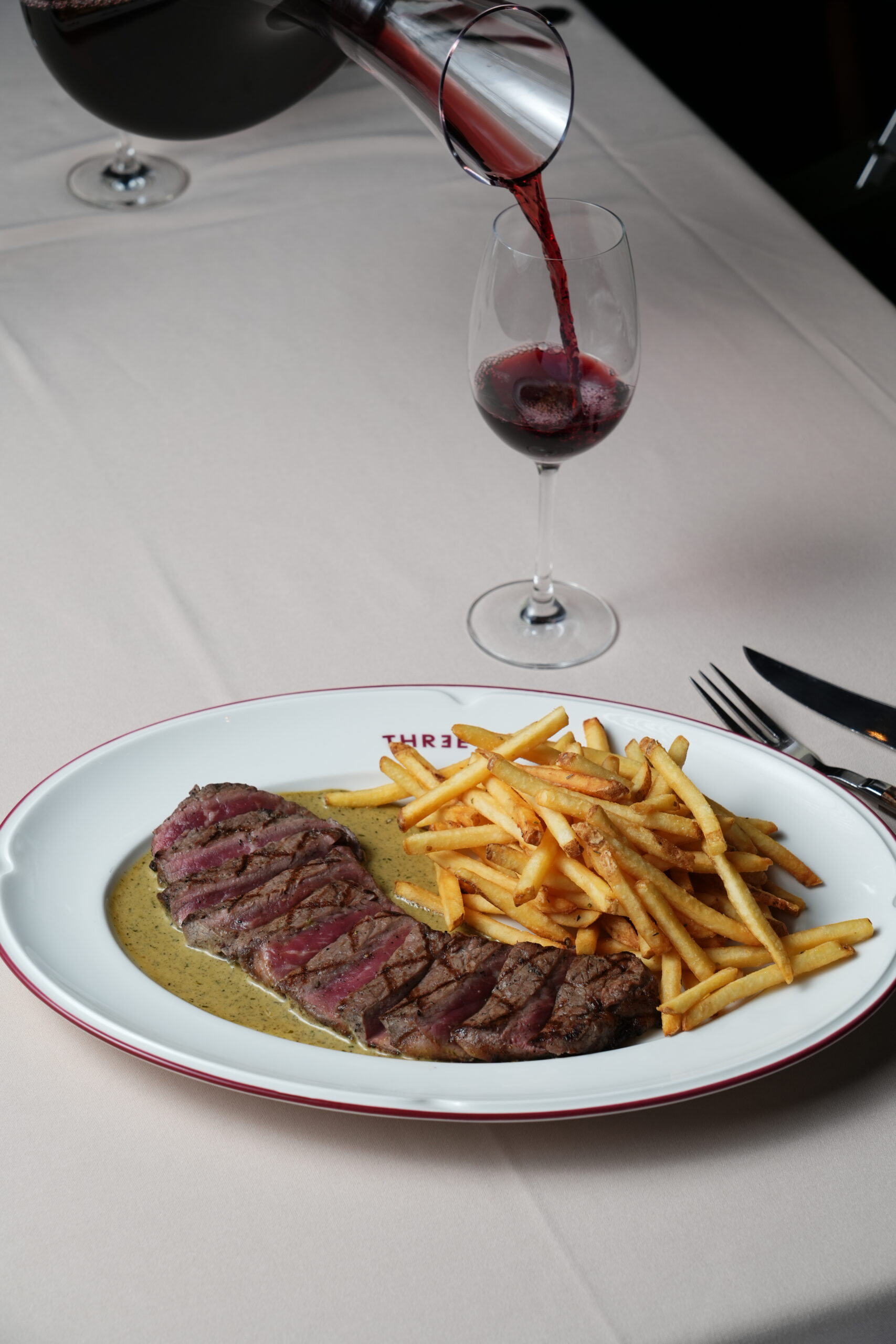 Steak Frites dish served at Three Cuts Dubai