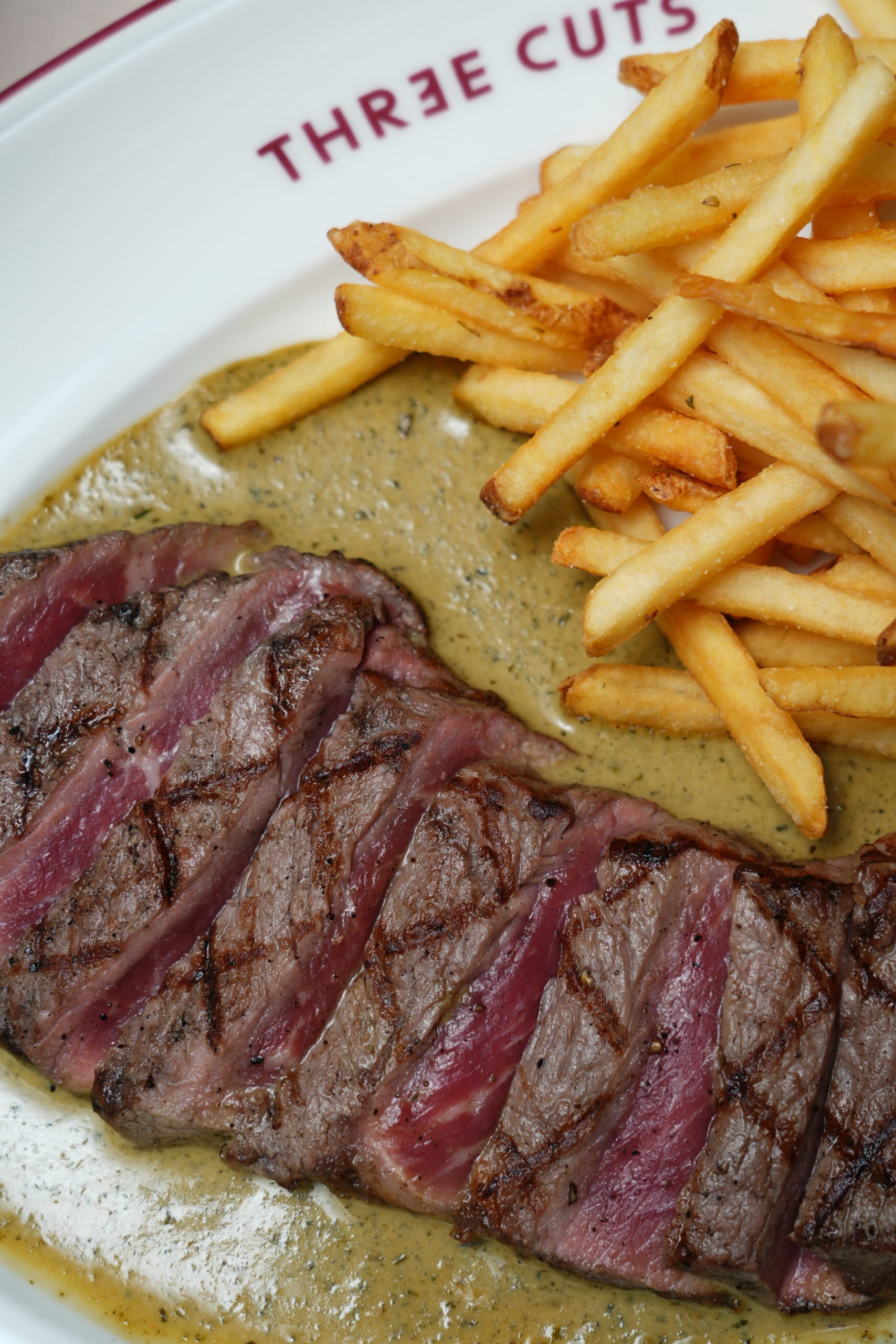 Steak Frites dish served at Three Cuts Dubai