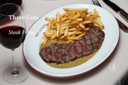 Steak Frites dish served at Three Cuts Dubai