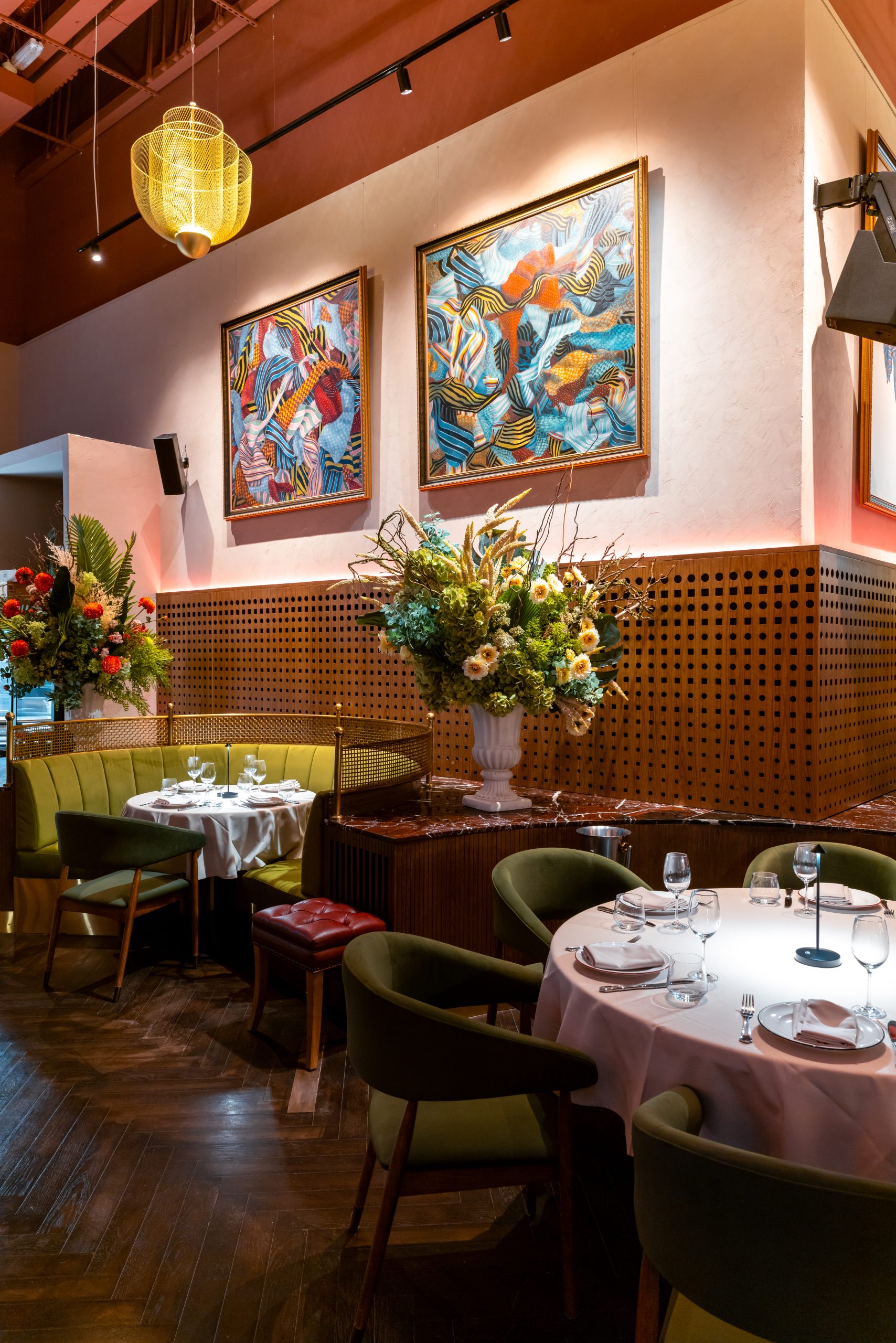 Jason Bassili at THREE CUTS Steakhouse with Christopher Cuseo artwork