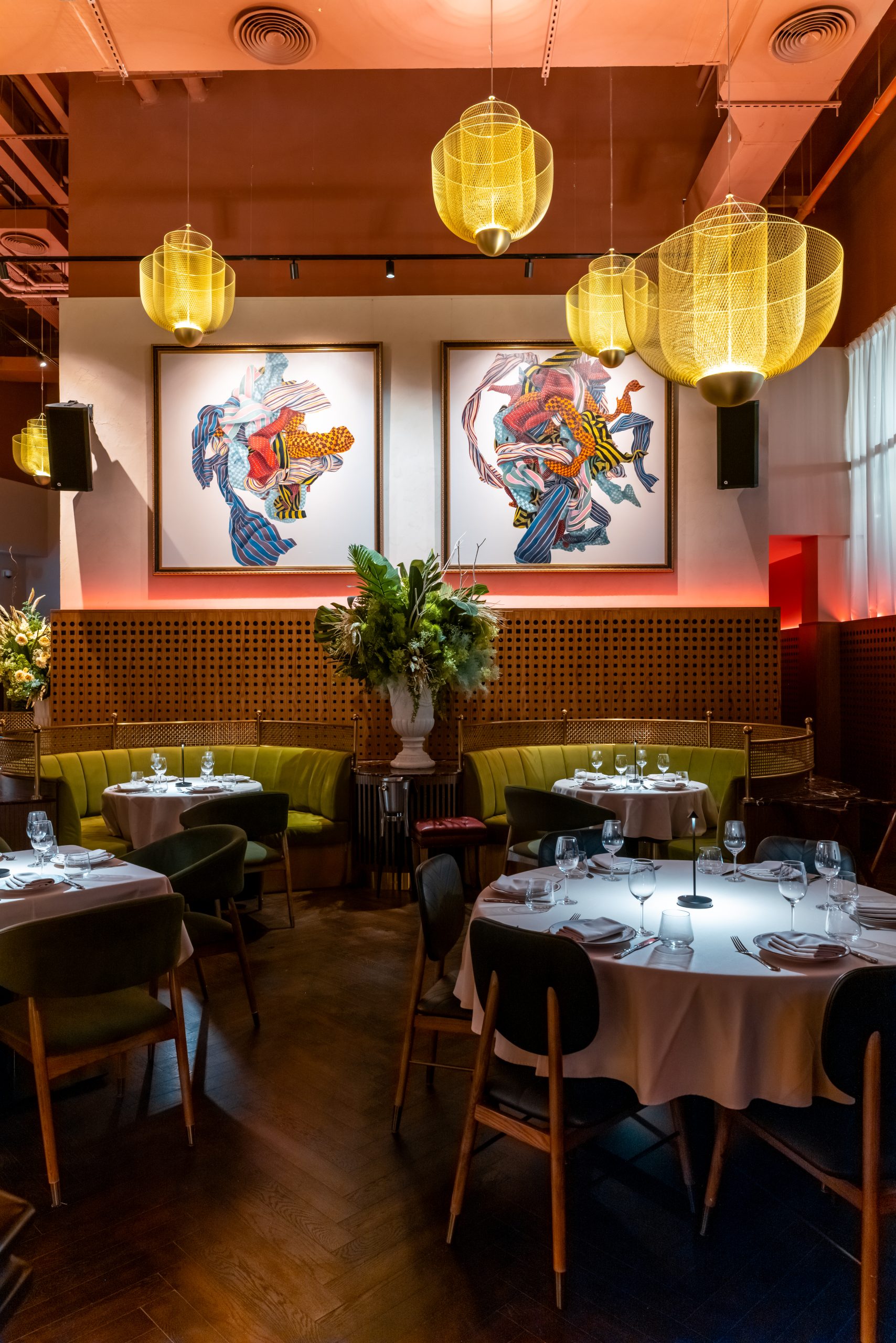 Jason Bassili at THREE CUTS Steakhouse with Christopher Cuseo artwork